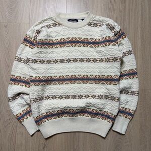 Vintage Towncraft Cotton Fair Isle Crewneck Long Sleeve Knit Sweater Mens Medium